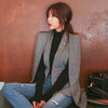 2022 Long Sleeve Cape Blazer Coat Women Notched Split Cloak Cape Jacket Suit Women's Blazer OL Office Workwear plaid black