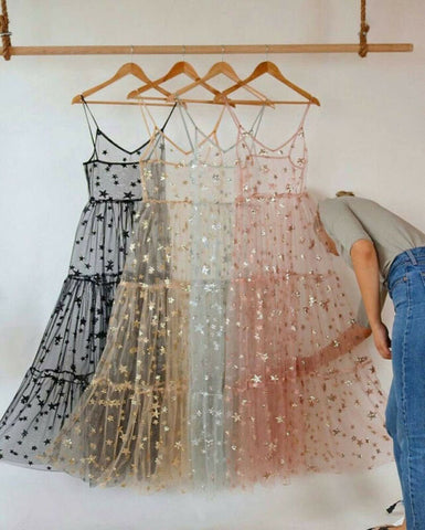 2022  Spaghetti Straps Tulle Long Women Dresses Bling Bling See Through Dress Sexy Hot