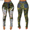 2022 Autumn Winter Female Denim Pants Women Skinny Hole Spliced Camouflage Print Jeans Sexy pencil Bandage Trousers HSF2096