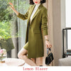 2022 New Fall Winter Women Blazer Elegant Long Sleeve Formal Jackets Green Red Yellow Apricot Blue Coat