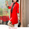 2022 New Fall Winter Women Blazer Elegant Long Sleeve Formal Jackets Green Red Yellow Apricot Blue Coat