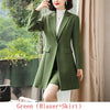2022 New Fall Winter Women Blazer Elegant Long Sleeve Formal Jackets Green Red Yellow Apricot Blue Coat