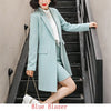 2022 New Fall Winter Women Blazer Elegant Long Sleeve Formal Jackets Green Red Yellow Apricot Blue Coat