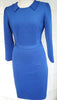 2022 Kate Middleton Princess Solid Blue Dress Sheath OL Office Ladies Dresses