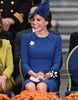 2022 Kate Middleton Princess Solid Blue Dress Sheath OL Office Ladies Dresses