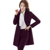 2022 New Winter Women Long Blazer Elegant Long Sleeve Formal  For Office Lady Black Blue Red