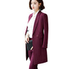 2022 New Winter Women Long Blazer Elegant Long Sleeve Formal  For Office Lady Black Blue Red