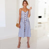 2022  Women Print Floral Stripe Long dress Sexy V-Neck Sleevele Button Beach Casual Boho Midi Dress Plus Size 3XL vestidos