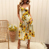 2022  Women Print Floral Stripe Long dress Sexy V-Neck Sleevele Button Beach Casual Boho Midi Dress Plus Size 3XL vestidos