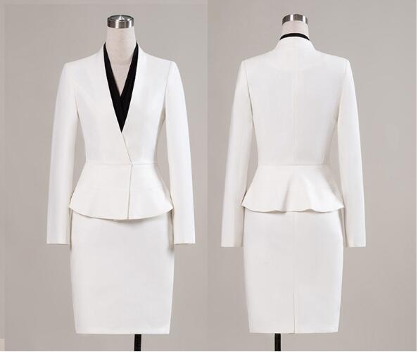 2023 Women's Custom Suit Skirt Top Grade Office Lady Formal Suits Set V Neck Blazer Skirt