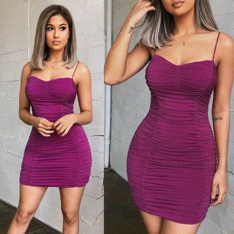 2019 est  Women Sexy Mini Dress Sheath Strappy Ladies Evening Party Club Casual Bodycon Mini Dress