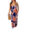 2022 est  Women's Summer Boho Floral Long Maxi Evening Party Beach Dress Floral Sleeveless V Neck Sundress