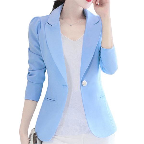 2023 Spring Autumn Korean long-sleeved small Suit Jacket Women Elegant Casual Suits Coat Women's Sky Blue Suits Blazers F212