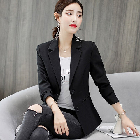 2022 Spring Autumn Women's Blazer Long Sleeve Casual Coat Office Slim Blazers Outwear Female Suit Blazer Femme Jackets R542