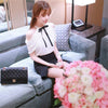 2023 Spring Summer Style Shirt Women White Blouses Sexy Tie Bow Chiffon Blouse Female Slim Slash Neck Shirts Blusas Tops AB1405