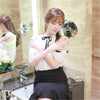 2023 Spring Summer Style Shirt Women White Blouses Sexy Tie Bow Chiffon Blouse Female Slim Slash Neck Shirts Blusas Tops AB1405