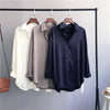 2023 Spring Women Korean Long Sleeves Satin Blouse Vintage Femme V Neck Street Shirts Elegant Silk Blouse