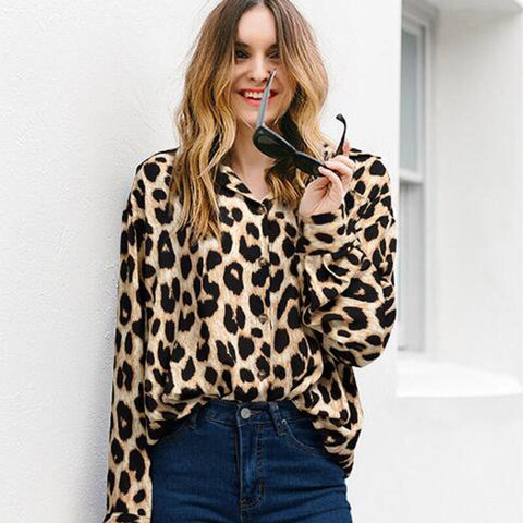 2023 Spring Women Leopard Print BigSize 4xl Blouse Shirt OL Elegant Turn-down Collar Long Sleeve Button Shirt Streetwear