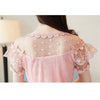 2023 Summer Autumn Women Ruffles Hollow Out Lace Shirt Sweet Floral Mesh Blouse Female Short Sleeve Blouses Blusas Tops AB1484