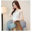 2023 Summer Autumn Women Ruffles Hollow Out Lace Shirt Sweet Floral Mesh Blouse Female Short Sleeve Blouses Blusas Tops AB1484