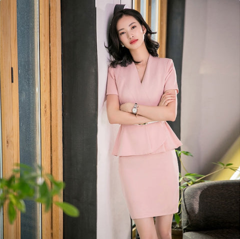 2022 Summer Blazer Skirt Set,Elegantes Rojo,OL Women Suit Skirt Set,Party Wedding Formal Skirt.Short Sleeve,S-XXXL