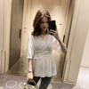 2023 Summer Women Special Design Elegant Chiffon Blouse Slim Shirt Korean Solid Casual Short Sleeve White Shirt Tops