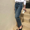 2022 Women Jeans Asymmetrically Cut Vintage Straight  Original Denim Washed Jeans Cropped Rinse Straight Jeans Twisted Seam