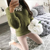 2019 Women Plush Sweaters and Pullovers Autumn Winter Long Sleeve Solid Knit Pullover Female Casual Knitted Sweater Pull Femme
