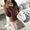 2019 Women Plush Sweaters and Pullovers Autumn Winter Long Sleeve Solid Knit Pullover Female Casual Knitted Sweater Pull Femme