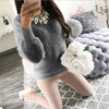 2019 Women Plush Sweaters and Pullovers Autumn Winter Long Sleeve Solid Knit Pullover Female Casual Knitted Sweater Pull Femme