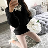 2019 Women Plush Sweaters and Pullovers Autumn Winter Long Sleeve Solid Knit Pullover Female Casual Knitted Sweater Pull Femme