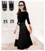 2022 Women Spring Two Piece Clothing Set Slash Neck Black Blouse And Knee-Length Spliced Patchwork OL Skirts Suit Sets NS134
