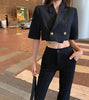 2023 Women's Blazer Short Sleeve Blazers Solid One Button Coat Slim Office Lady Jacket Female Tops Suit Blazer Femme Jackets
