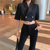 2023 Women's Blazer Short Sleeve Blazers Solid One Button Coat Slim Office Lady Jacket Female Tops Suit Blazer Femme Jackets