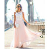 2023 Women's Casual Lace Loose Long Solid Dress Off the Shoulder Formal Prom Party Wedding  Bridesmaid Sleeveless