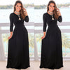 2023  Autumn Women Dress Long Sleeve O-Neck Black Floor-length Maxi Dresses