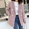 2023 autumn ladies casual slim double-breasted plaid small suit jacket