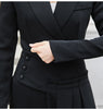 2022 casual suit collar black Slim irregular skirt + long-sleeved jacket 2 sets sexy office   single-breasted jacket