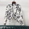 2023 white short blazer black printing and bowed waisted blazer for ladies and femme