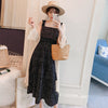 2022 summer sweet French strap beach skirt Chiffon sunscreen cardigan suspender long dress two piece set