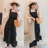 2022 summer sweet French strap beach skirt Chiffon sunscreen cardigan suspender long dress two piece set