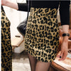 2023 women's autumn and winter woolen suit long sleeve shirt + mini skirt two-piece suit leopard suit
