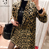 2023 women's autumn and winter woolen suit long sleeve shirt + mini skirt two-piece suit leopard suit