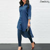 2022b Women Long Sleeve Denim Jean Lapel Shirt Dress Short Midi Dress Tops Plus Size