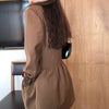 2022 Autumn Women Blazer Coat Full Sleeve Notched High Street Wild Loose Elegant Pleated Waist Jackets C458