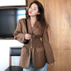 2022 Autumn Women Blazer Coat Full Sleeve Notched High Street Wild Loose Elegant Pleated Waist Jackets C458