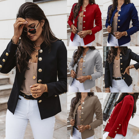 2022 Autumn Fashion Women Blazers Coat 2022 Long Sleeve Solid Suits Button Coat Slim Office Lady Slim Jacket Blazer Feminino