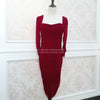 2022 Autumn Full Sleeve Wrinked Vestidos Bodycon Sexy Burgundy Club Party Dinner Dress