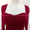 2022 Autumn Full Sleeve Wrinked Vestidos Bodycon Sexy Burgundy Club Party Dinner Dress