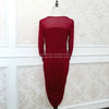 2022 Autumn Full Sleeve Wrinked Vestidos Bodycon Sexy Burgundy Club Party Dinner Dress